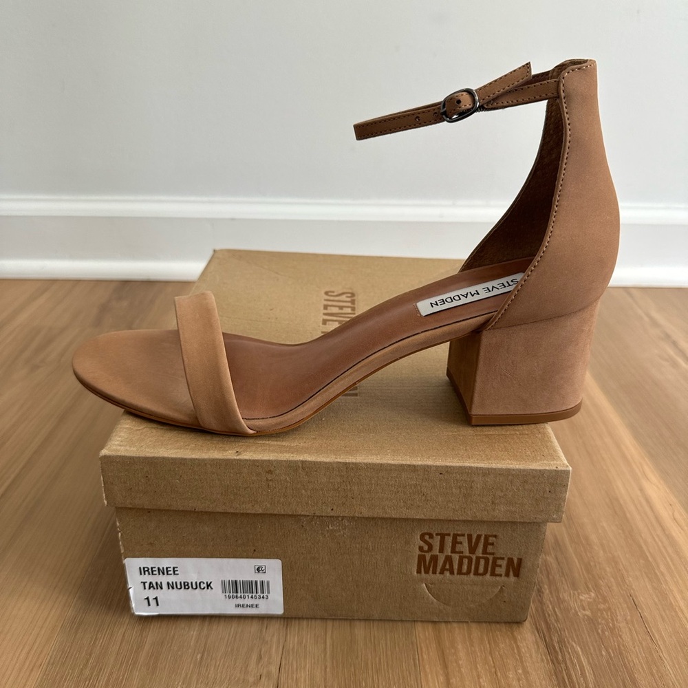 Steve Madden IRENEE TAN NUBUCK Block Heel Sandals